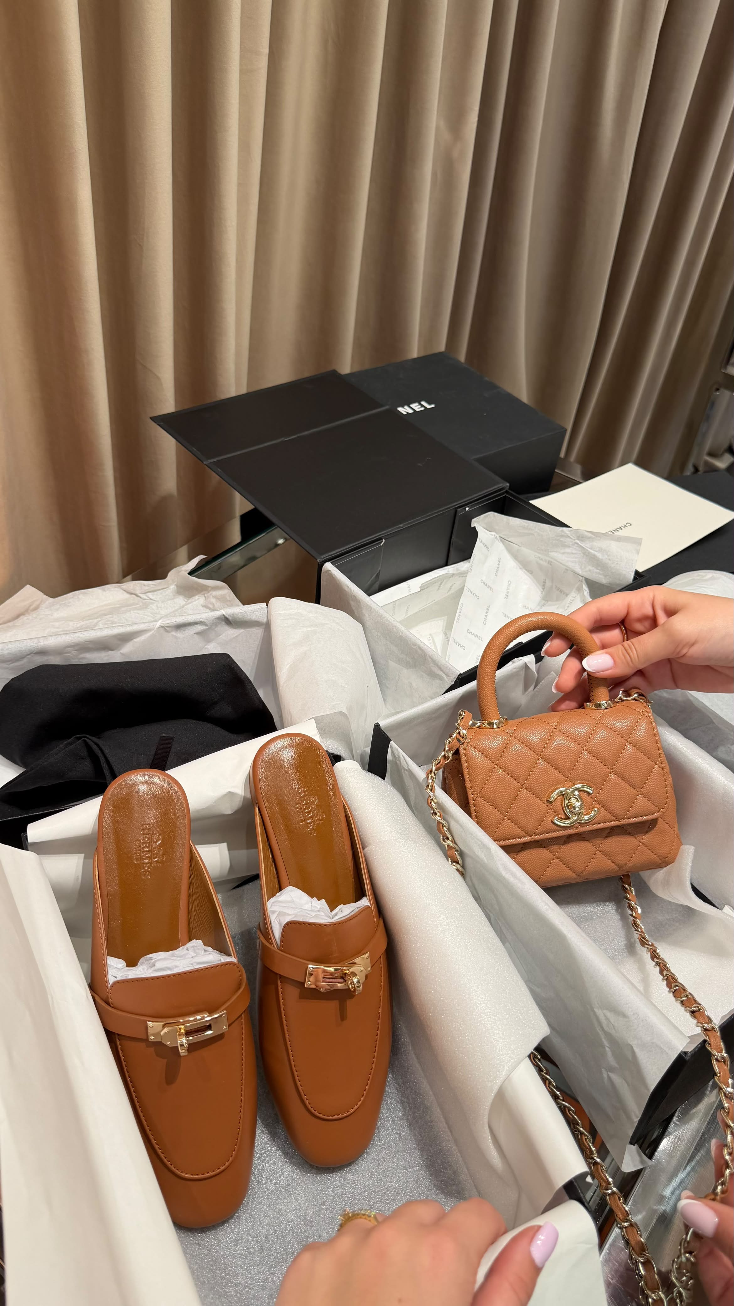 Hermes Mules and Chanel Bag